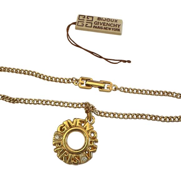 Givenchy Paris Round Pendant with Rhinestones Necklace and hang Tag - Picture 4 of 13